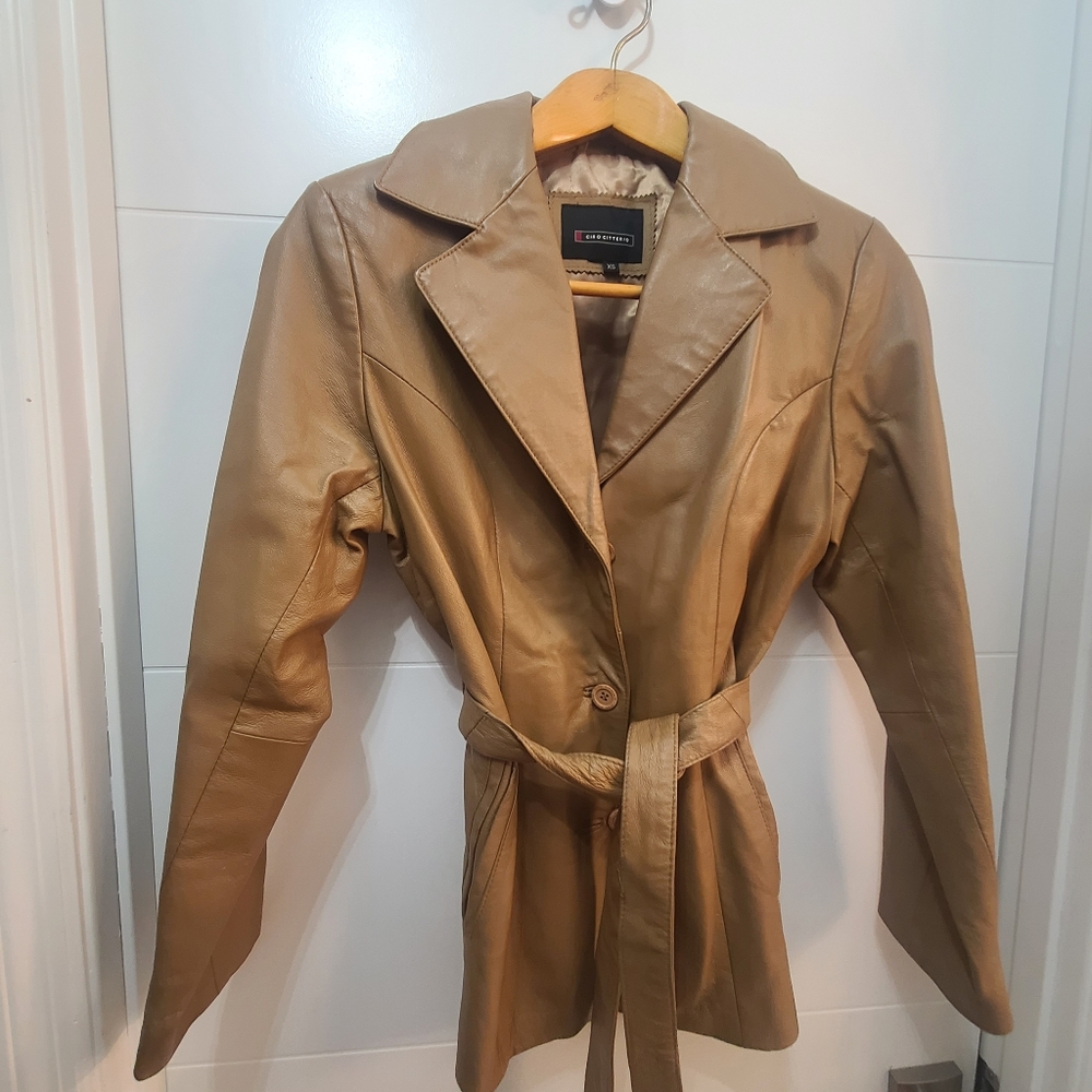 Ciro Citterio Distressed Leather Tan Jacket XS